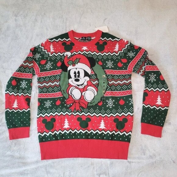 Disney Mens Size Medium Mickey Mouse Christmas Xmas Holiday Unisex Sweater NWT - Picture 1 of 8